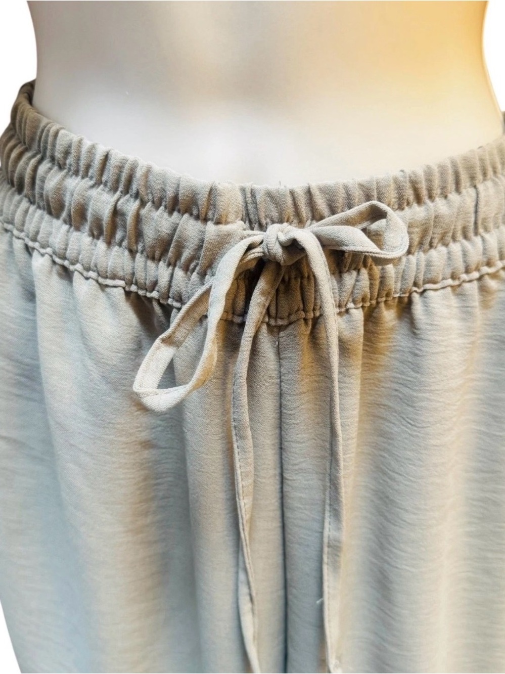 Wide Leg Drawstring Pants in Olive Green